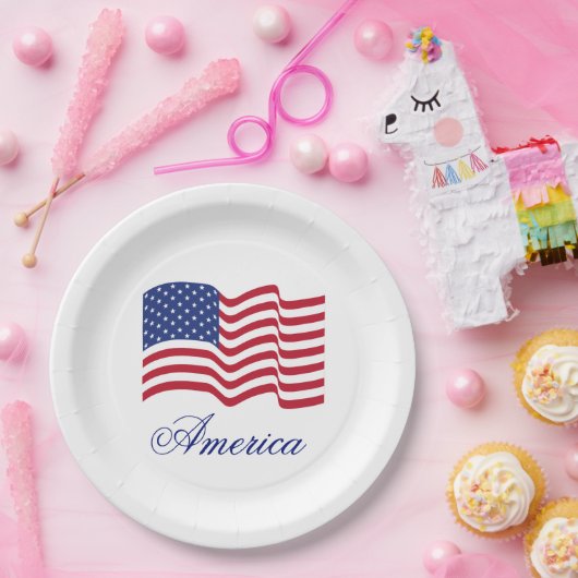 Amerikaanse vlag Patriottische Papier Borden Papieren Bordje (Feest)