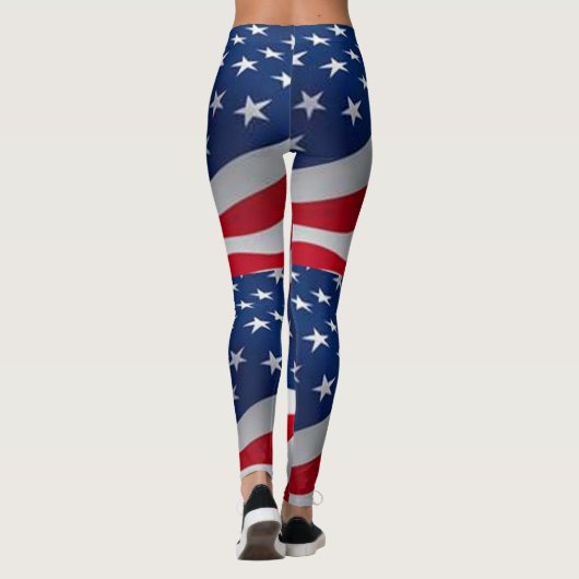 Amerikaanse vlag Patriottische Patroon Rood Blauw Leggings (Achterkant)