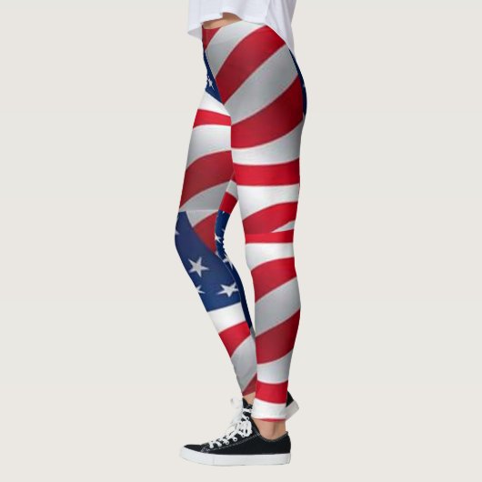 Amerikaanse vlag Patriottische Patroon Rood Blauw  Leggings (Links)