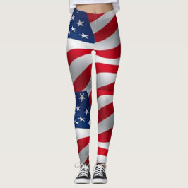Amerikaanse vlag Patriottische Patroon Rood Blauw  Leggings