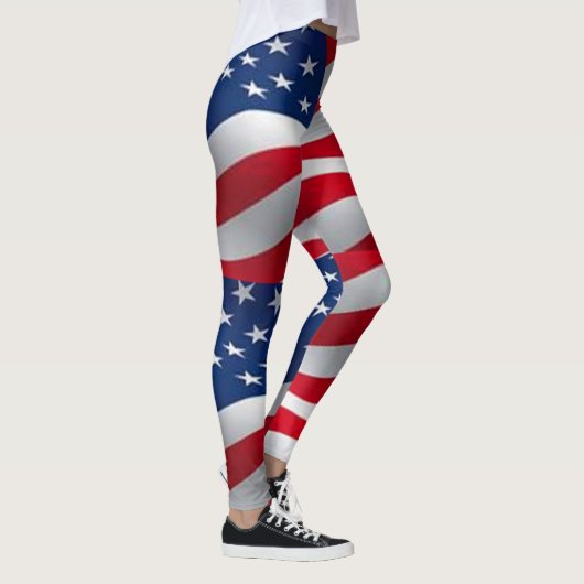 Amerikaanse vlag Patriottische Patroon Rood Blauw  Leggings (Rechts)