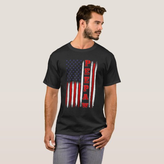 Amerikaanse vlag Patriottische Peepaw Mannen T-shirt (Voorkant volledig)