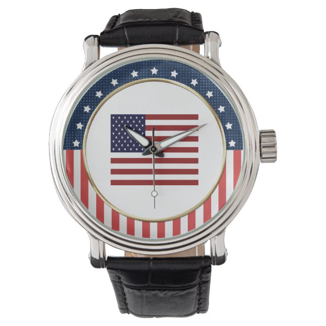 Amerikaanse vlag Patriottische polshorloge Horloge (Voorkant)