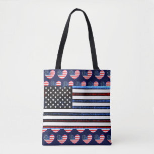 Amerikaanse vlag Patriottische rood wit blauw Canv Tote Bag