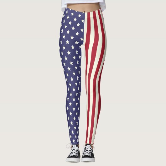 Amerikaanse vlag Patriottische sterren en Stripes Leggings (Voorkant)
