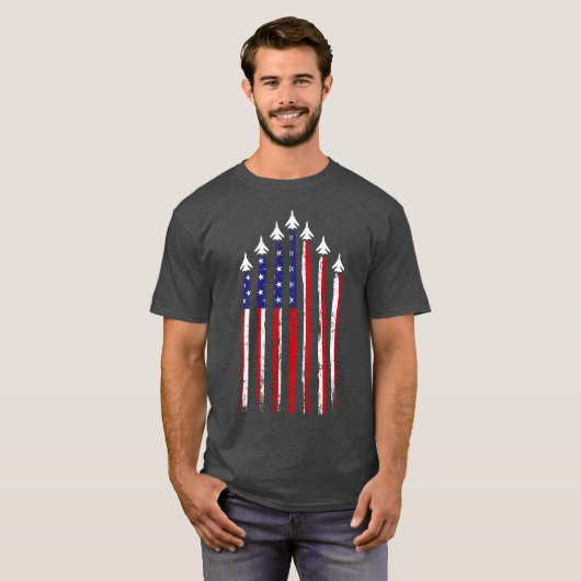 Amerikaanse vlag Patriottische straaljagers T-shirt (Voorkant volledig)