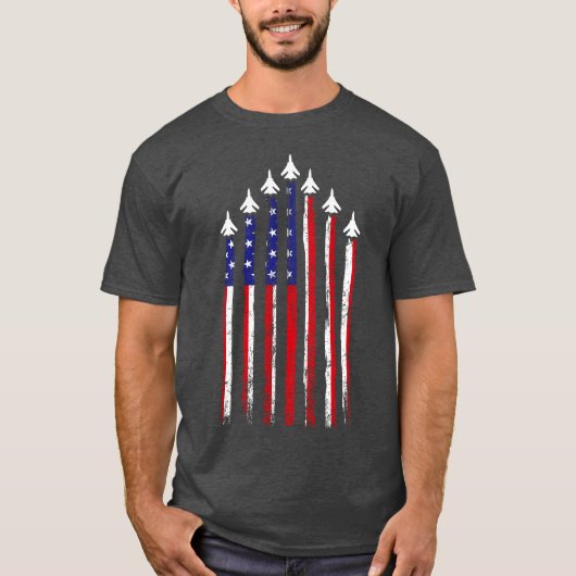 Amerikaanse vlag Patriottische straaljagers T-shirt (Voorkant)