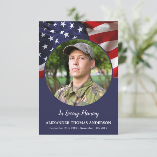 Amerikaanse vlag Patriottische sympathie militair  Bedankkaart (Staand voorkant)