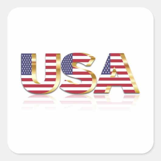 Amerikaanse vlag Patriottische typografie Vierkante Sticker (Voorkant)