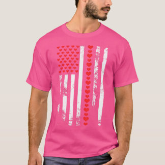 Amerikaanse Vlag Patriottische Valentijnsdag Hart T-shirt