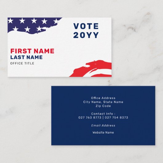 Amerikaanse vlag Patriottische Verkiezingscampagne Visitekaartje (Voorkant / Achterkant)