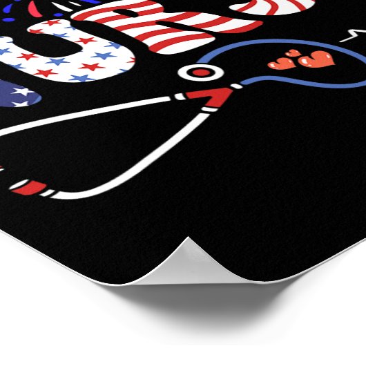 Amerikaanse Vlag Patriottische Verpleegster Stetho Poster (Hoek)