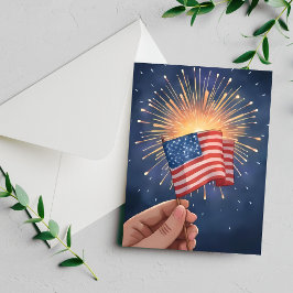 Amerikaanse Vlag Patriottische Vierde Juli Feestdagenkaart