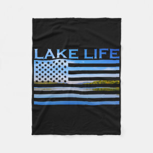 Amerikaanse Vlag Patriottische Vissen Aan Het Meer Fleece Deken