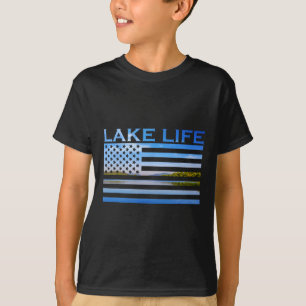 Amerikaanse Vlag Patriottische Vissen Aan Het Meer T-shirt