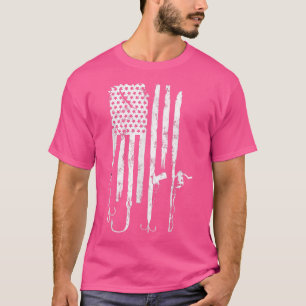 Amerikaanse vlag patriottische vissen vier juli84 t-shirt