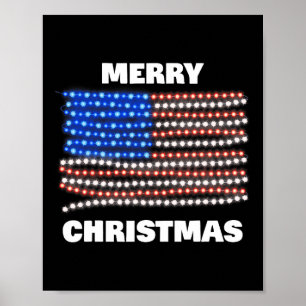 Amerikaanse Vlag Patriottische Vrolijke Kerstmis X Poster