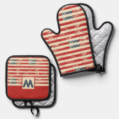 Amerikaanse vlag patroon gepersonaliseerd ovenwant & pannenlap set (Voorkant / Achterkant)