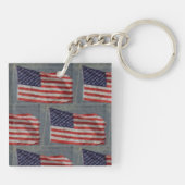 Amerikaanse vlag patroon rood wit blauw sleutelhanger (Achterkant)
