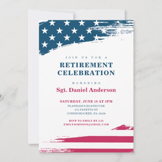 Amerikaanse vlag pensioen partij uitnodiging milit (Voorkant)
