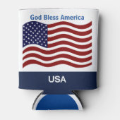 Amerikaanse vlag Personaliseer naam en tekst Tall  Blikjeskoeler (Voorkant)