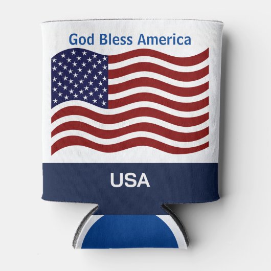 Amerikaanse vlag Personaliseer naam en tekst Tall  Blikjeskoeler (Voorkant)