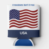 Amerikaanse vlag Personaliseer naam en tekst Tall  Blikjeskoeler (Achterkant)