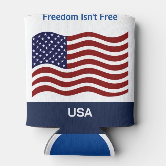 Amerikaanse vlag Personaliseer naam en tekst Tall  Blikjeskoeler (Achterkant)