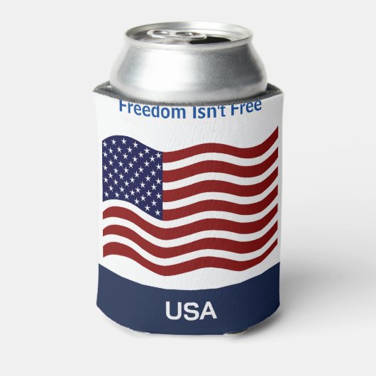 Amerikaanse vlag Personaliseer naam en tekst Tall  Blikjeskoeler (Blikje Achterkant)