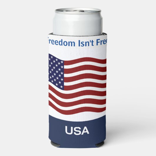 Amerikaanse vlag Personaliseer naam en tekst Tall  Seltzer Blikjeskoeler (Seltzer Achterkant)