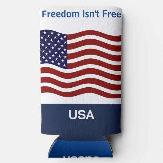 Amerikaanse vlag Personaliseer naam en tekst Tall  Seltzer Blikjeskoeler (Achterkant)