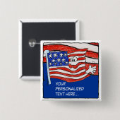 Amerikaanse vlag Persoonlijke pincode/Button Vierkante Button 5,1 Cm (Voorkant /achterkant)