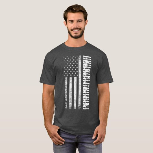 Amerikaanse vlag Piano Keys Pianist Player Music T-shirt (Voorkant volledig)