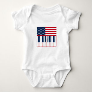 Amerikaanse Vlag Piano Toetsenbord Muziek Ontwerp Romper