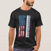 Amerikaanse vlag piano toetsenist muzikaal t-shirt (Voorkant)