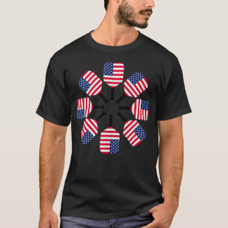 Amerikaanse vlag Pickleball Shield T-shirt