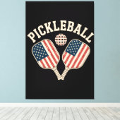 Amerikaanse vlag Pickleball-speler Canvas Afdruk (Insitu (Houten vloer))