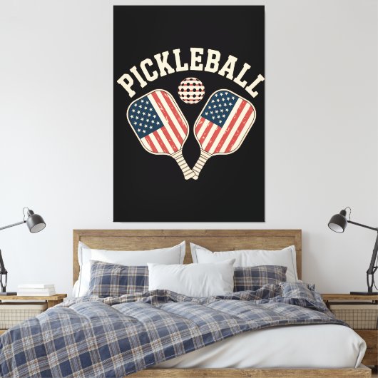 Amerikaanse vlag Pickleball-speler Canvas Afdruk (Insitu (Slaapkamer))