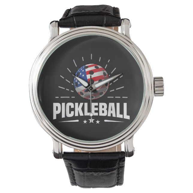 Amerikaanse vlag pickleball speler horloge (Voorkant)