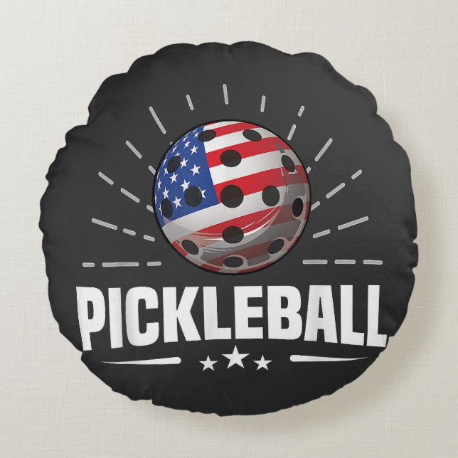Amerikaanse vlag Pickleball-speler Rond Kussen (Voorkant)