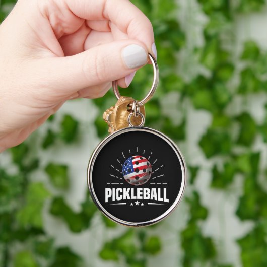 Amerikaanse vlag pickleball speler sleutelhanger (Hand)