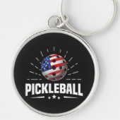 Amerikaanse vlag pickleball speler sleutelhanger (Voorkant)