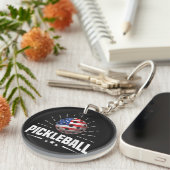 Amerikaanse vlag Pickleball Speler Sleutelhanger (Voorkant Rechts)