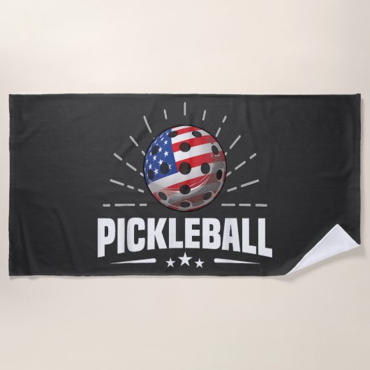 Amerikaanse vlag pickleball speler strandlaken (Voorkant)