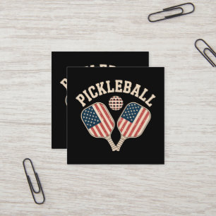 Amerikaanse vlag Pickleball Speler Vierkante Visitekaartje