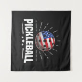 Amerikaanse Vlag Pickleball Speler Wandkleed (Voorkant (horizontaal))