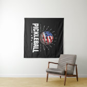 Amerikaanse Vlag Pickleball Speler Wandkleed (In Situ (horizontaal))