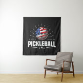 Amerikaanse Vlag Pickleball Speler Wandkleed (In situ)