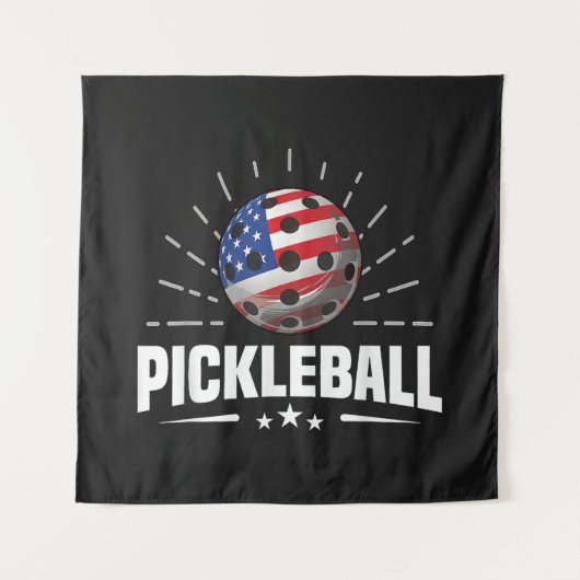 Amerikaanse Vlag Pickleball Speler Wandkleed (Voorkant)