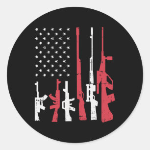 Amerikaanse vlag Pistolen Funny American Pride 4 j Ronde Sticker